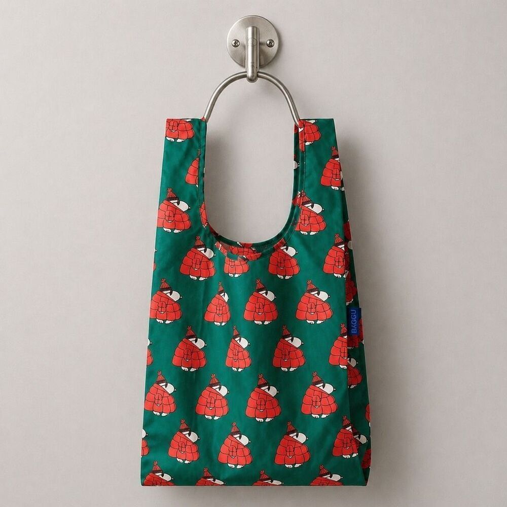 Baggu Standard X Puffer Snoopy Print Recycled Ripstop Nylon Reusable Tote Bag